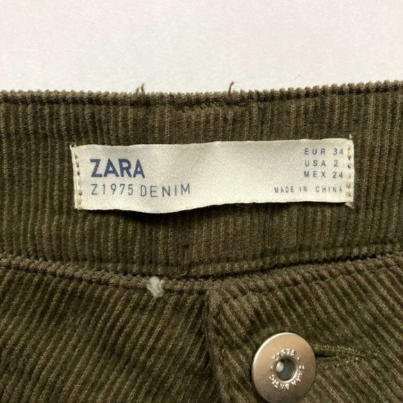 Zara Flare Pants Green Corduroy - Picture 4 of 10